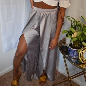 Satin Double Slit Flow Pant